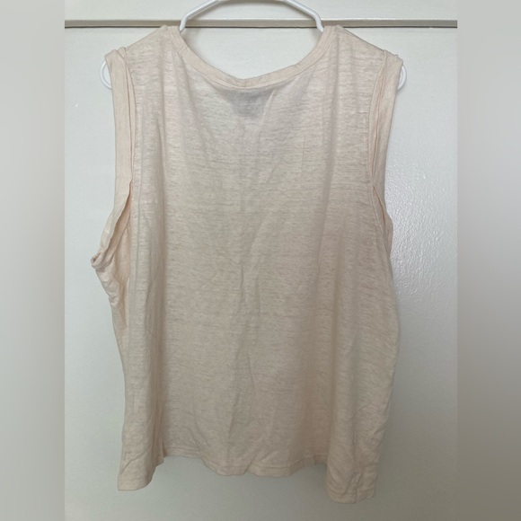Banana Republic cream white linen cuffed muscle tank top shirt blouse XXL 2XL - Picture 7 of 9